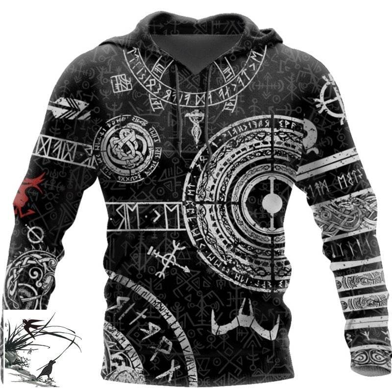 Viking Odin Tattoo D Printed Men hoodies - Mubimart