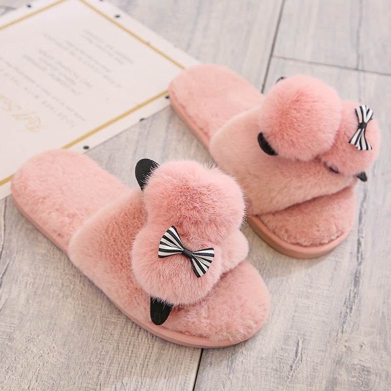 Flip Flops Cartoon Plush Slippers Home Cotton Slippers Women - Mubimart