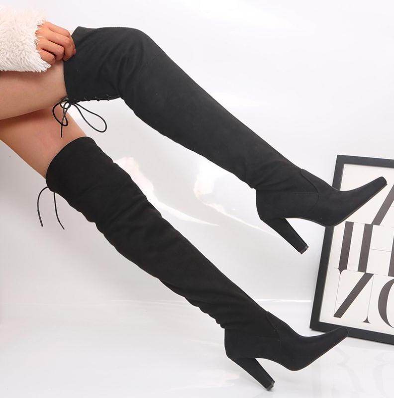 Over the knee plus fleece boots - Mubimart