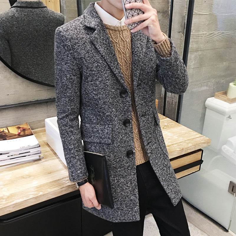 Men's woolen trench coat - Mubimart
