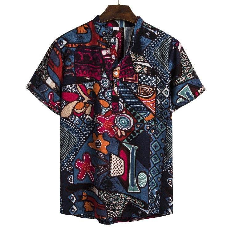 Men's linen printed shirt - Mubimart