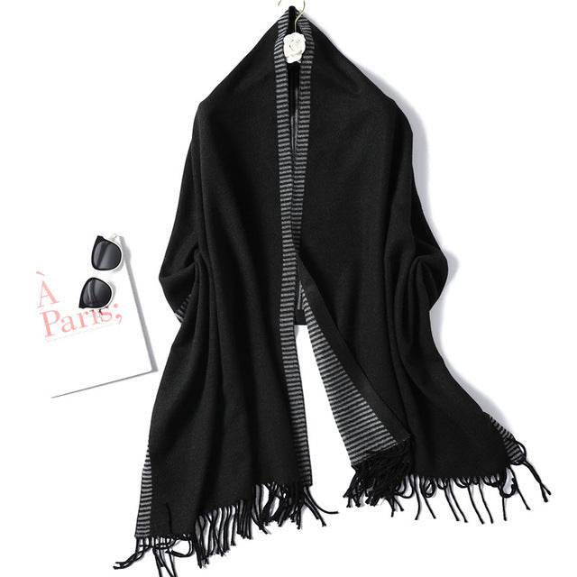 New Winter Scarf For Women Fashion Striped Cashmere Shawls - Mubimart