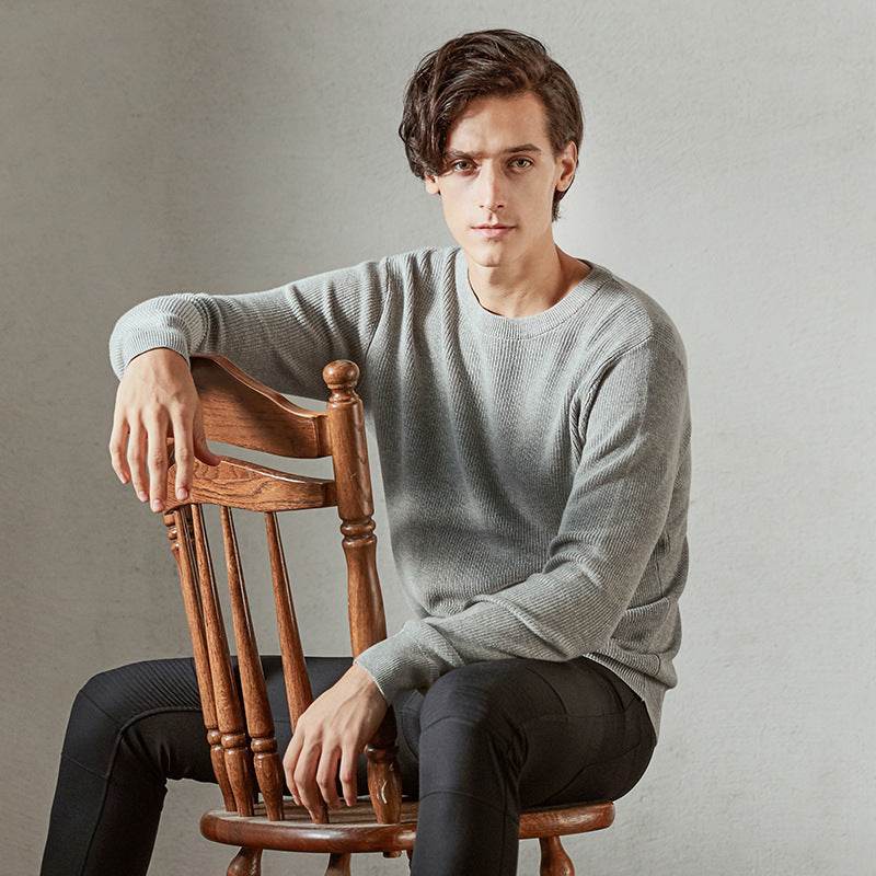 Mens bottoming shirt knitted sweater pullover Autumn - Mubimart