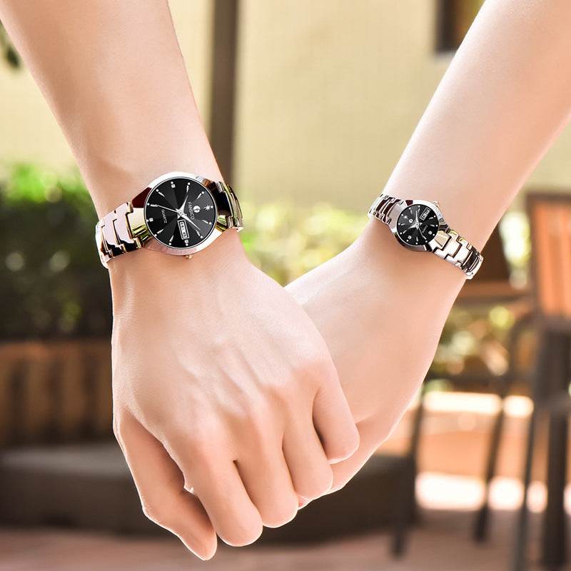 Fansico Fan Poem New Tungsten Mens Watch Dual Calendar Table 1192 Non Mechanical Watches - Mubimart