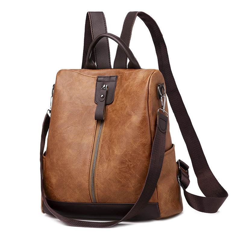 Anti-theft soft leather backpack women - Mubimart