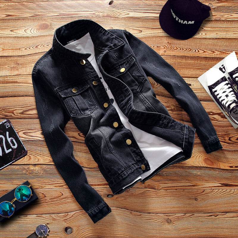 Denim jacket men's jacket - Mubimart
