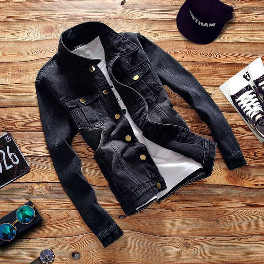 Denim jacket men's jacket - Mubimart