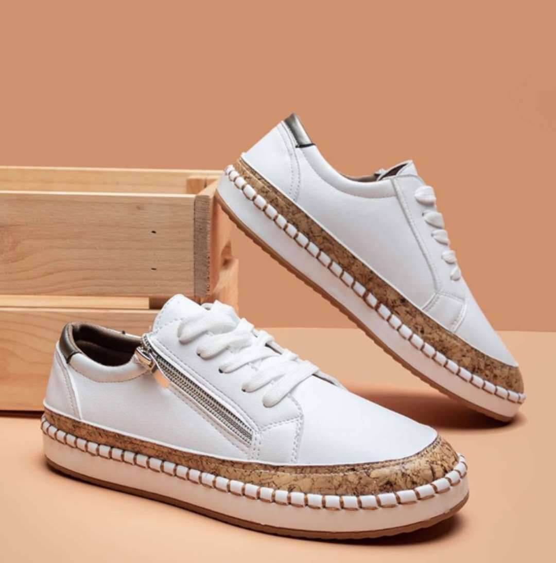 Ethnic Style Printed Flats Shoes Casual Side Zip Slip-on Shoes Loafers Women - Mubimart