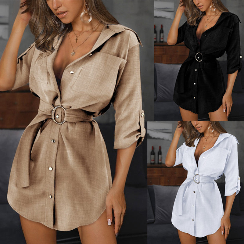 Ladies shirt dress - Mubimart - Shirt Dress 