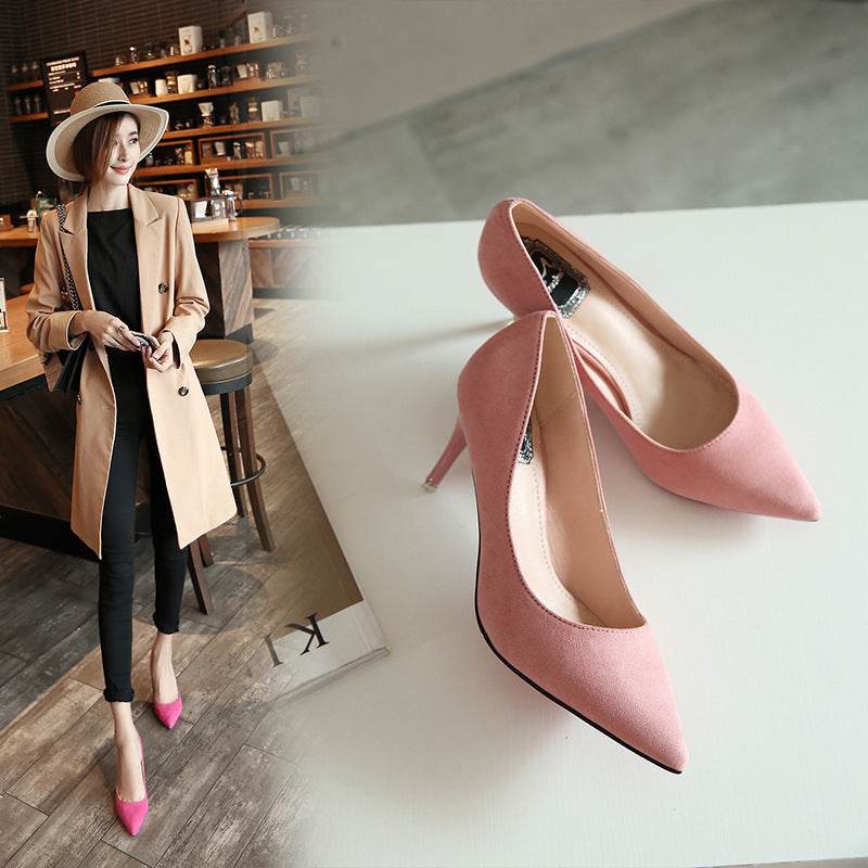 New Style Of Work In Spring, Summer, Fashion Suede, High Heels And Sexy2021 Shallow Single Shoes - Mubimart