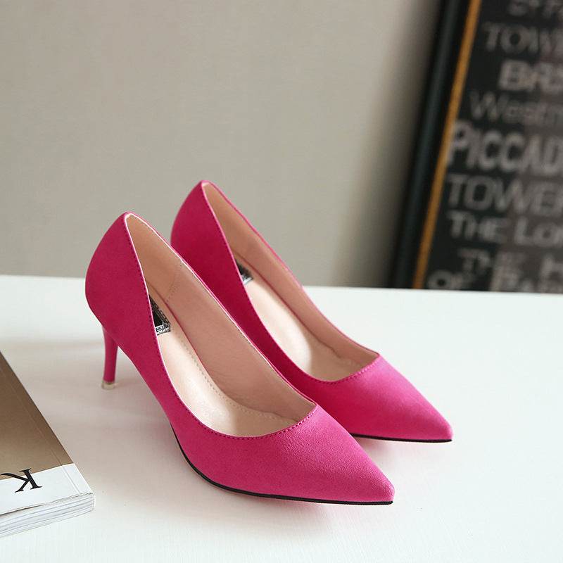 New Style Of Work In Spring, Summer, Fashion Suede, High Heels And Sexy2021 Shallow Single Shoes - Mubimart