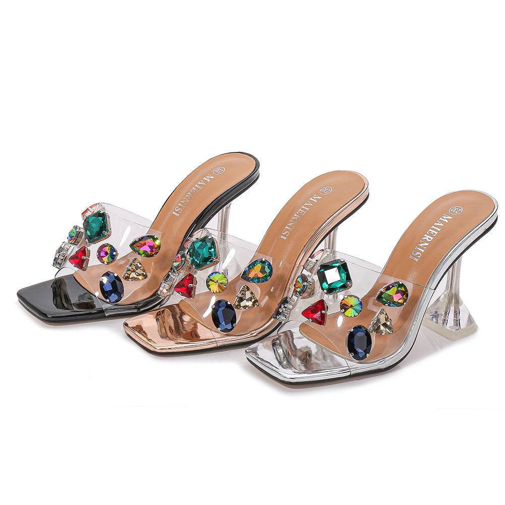 Rhinestone high heels - Mubimart
