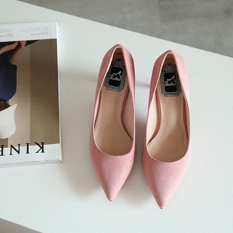 New Style Of Work In Spring, Summer, Fashion Suede, High Heels And Sexy2021 Shallow Single Shoes - Mubimart