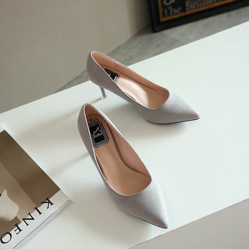 New Style Of Work In Spring, Summer, Fashion Suede, High Heels And Sexy2021 Shallow Single Shoes - Mubimart