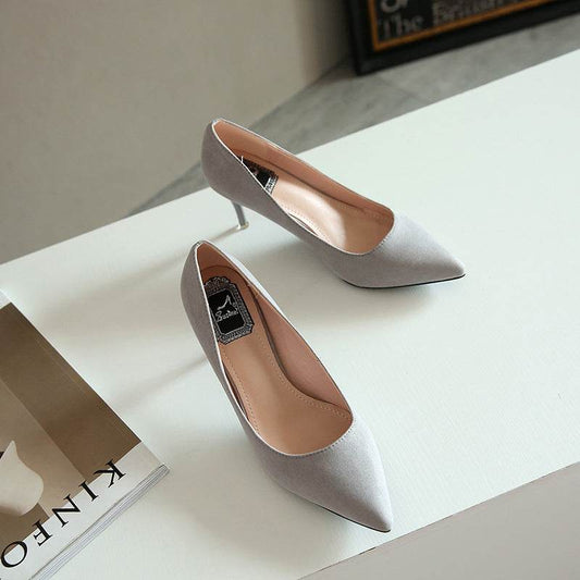New Style Of Work In Spring, Summer, Fashion Suede, High Heels And Sexy2021 Shallow Single Shoes - Mubimart