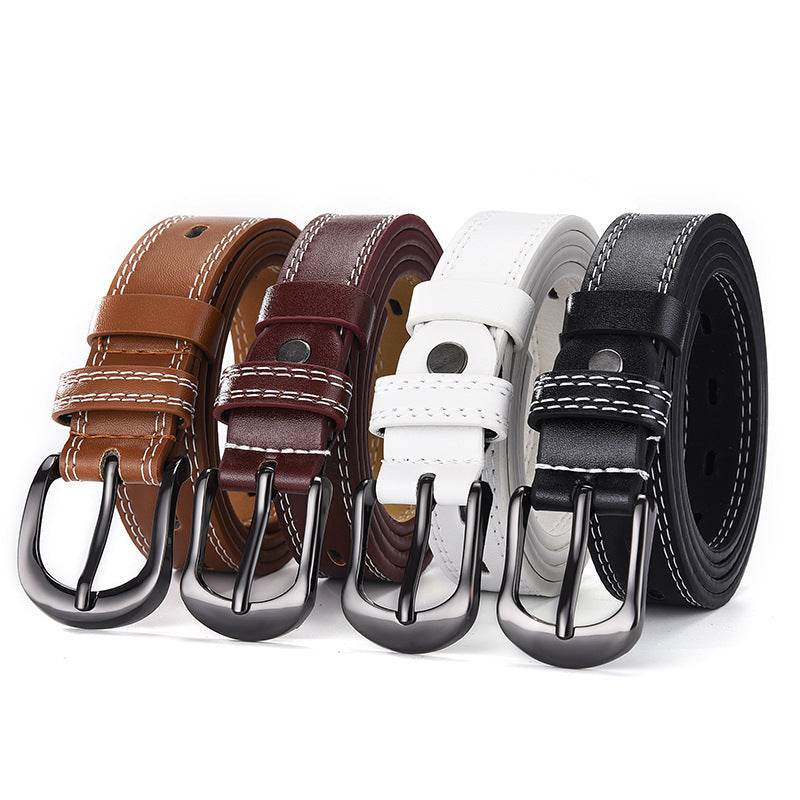 Two-line Men's And Women's Belts Young Students Hollow Out All-match Thin Trousers Belts Korean Denim Dress Belts - Mubimart