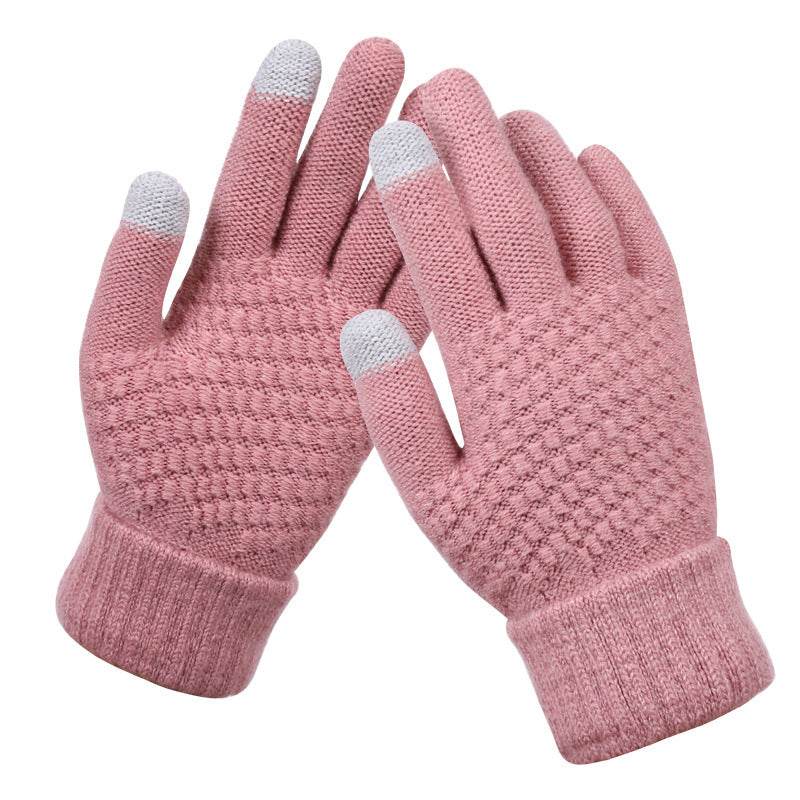 Couple knitted gloves touch screen gloves - Mubimart