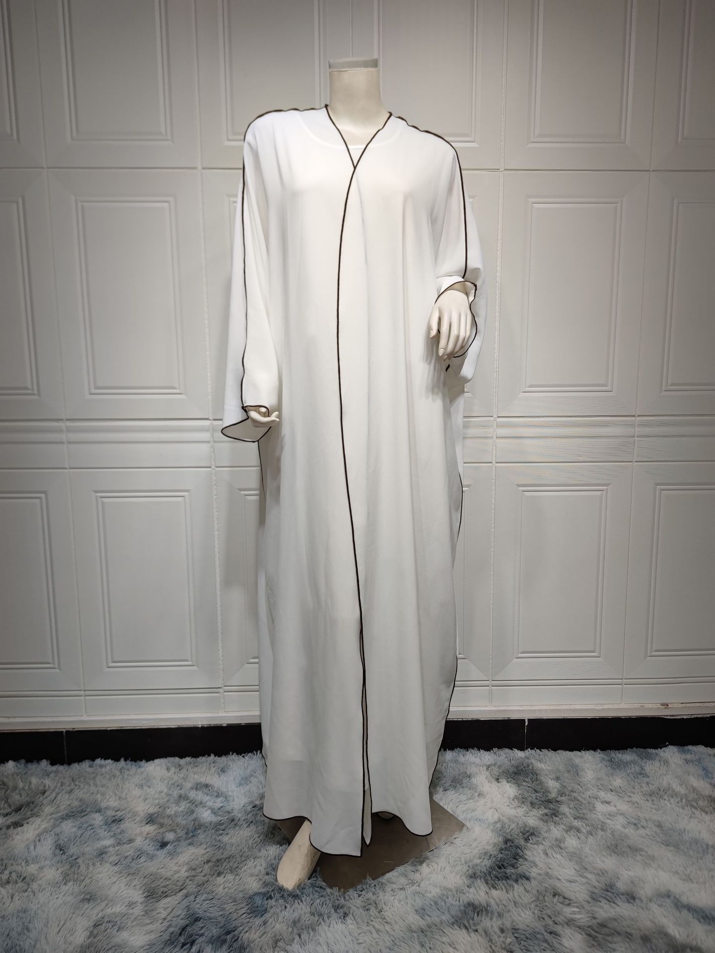 Women's White Patchwork Plus Size Women's Abaya Robe - Mubimart -  