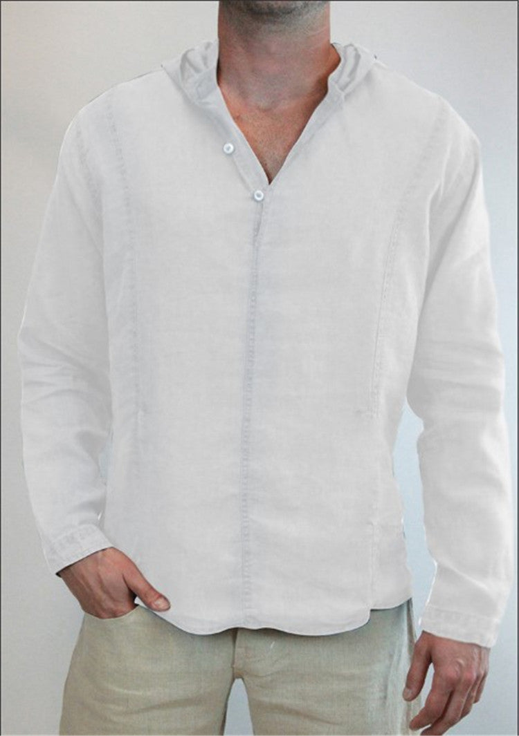 Men's linen hooded T-shirt