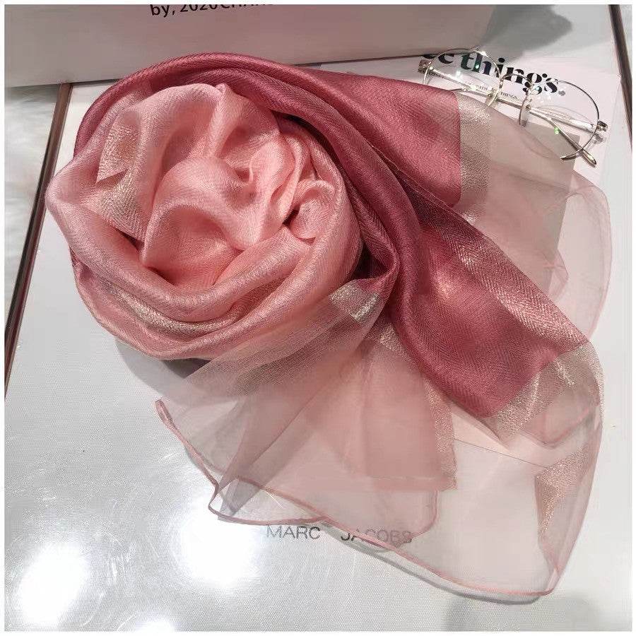 Thin Silk Color Matching Fashion Silk Scarves - Mubimart