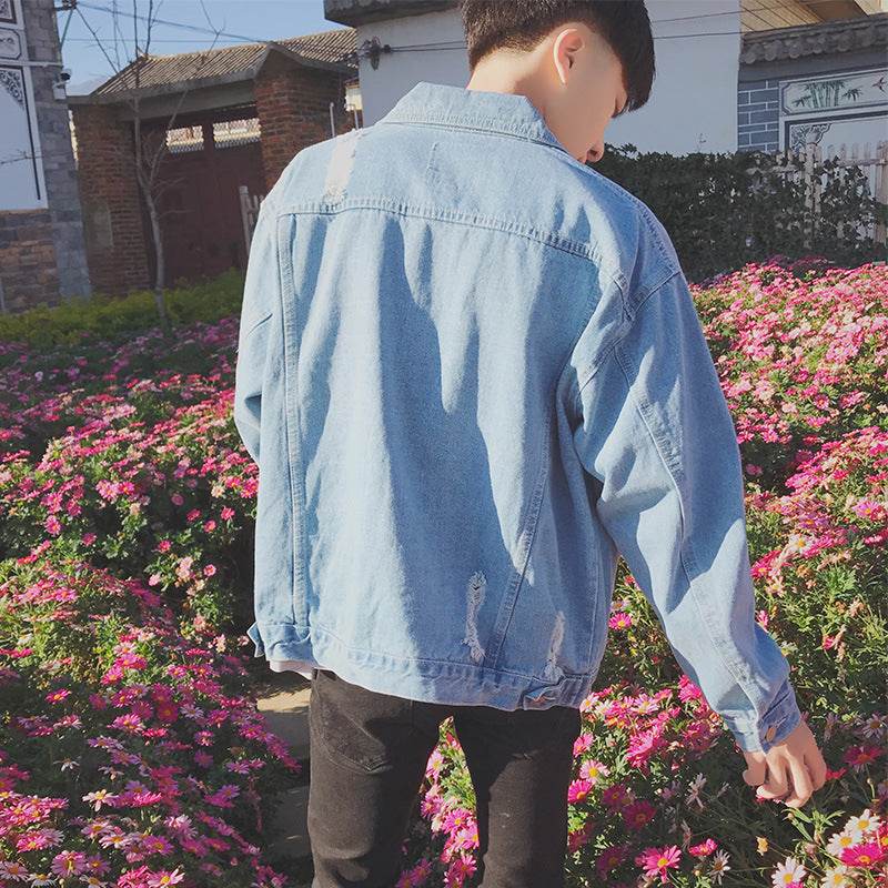 Aberdeen art men's denim jacket spring new spring spring Jacket Mens leisure Korean Students - Mubimart