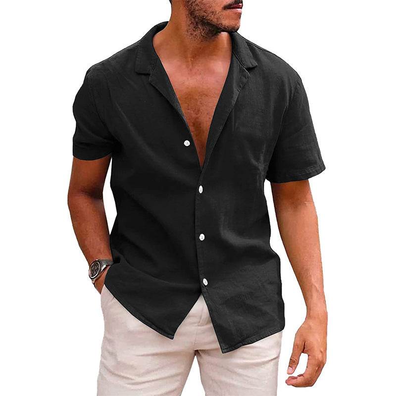 Men's Tops Casual Button Down Shirt Short Sleeve Beach Shirt Summer Mens Clothing - Mubimart
