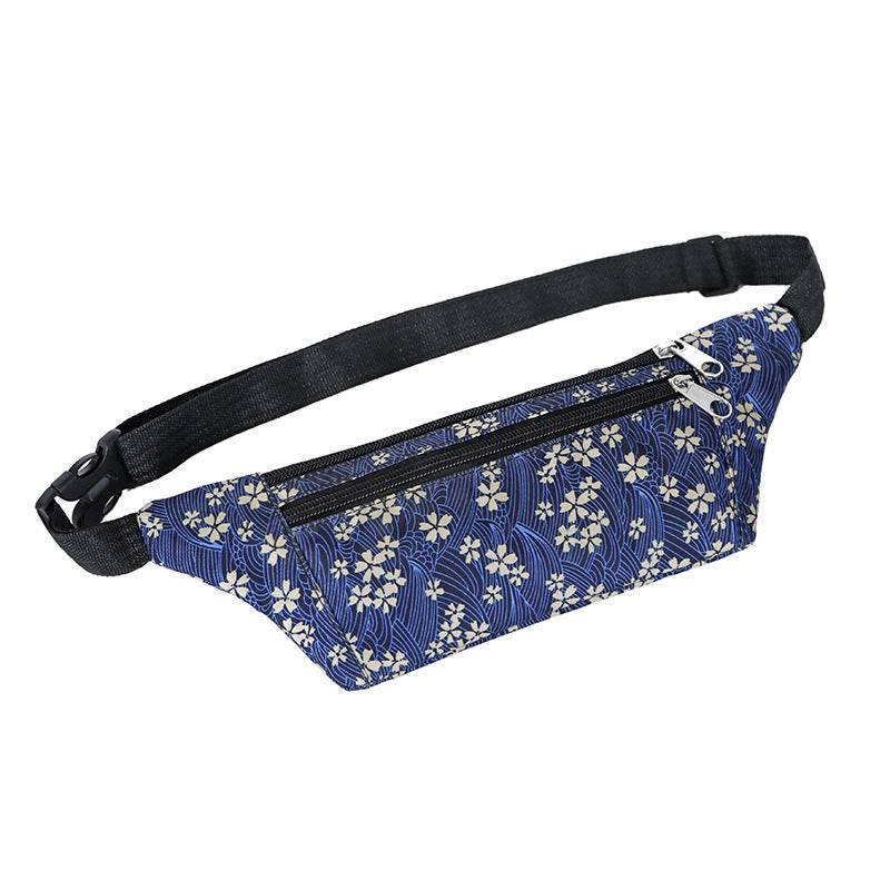 Flower Print Waist Bags Women Sports Running Fanny Pack With Double Zippers - Mubimart