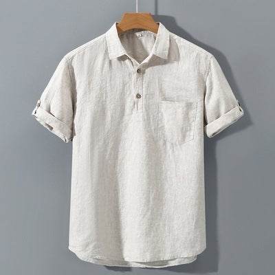 Pure Linen Casual Yarn-dyed Fabric Full Linen Shirt - Mubimart