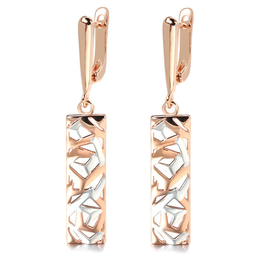 Popular Hollow Carved Two Color Tag Earrings