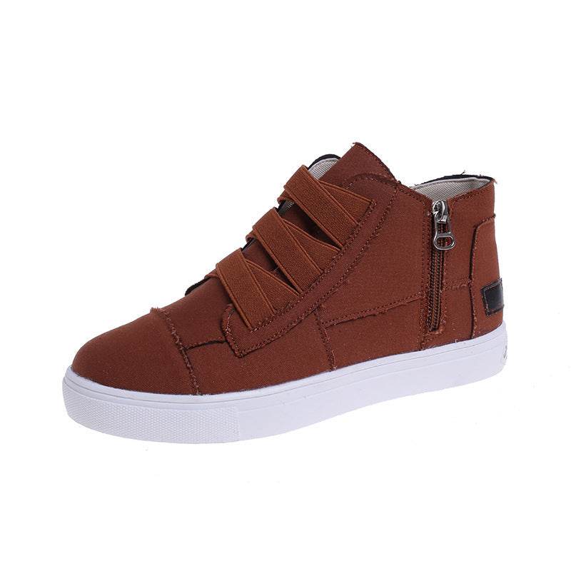 Canvas Flat Shoes Women Side Zipper Walking Sneakers - Mubimart