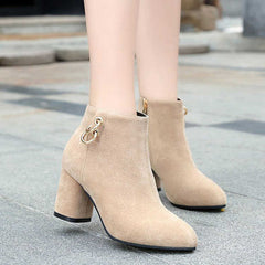 Matte suede block heel Martin boots