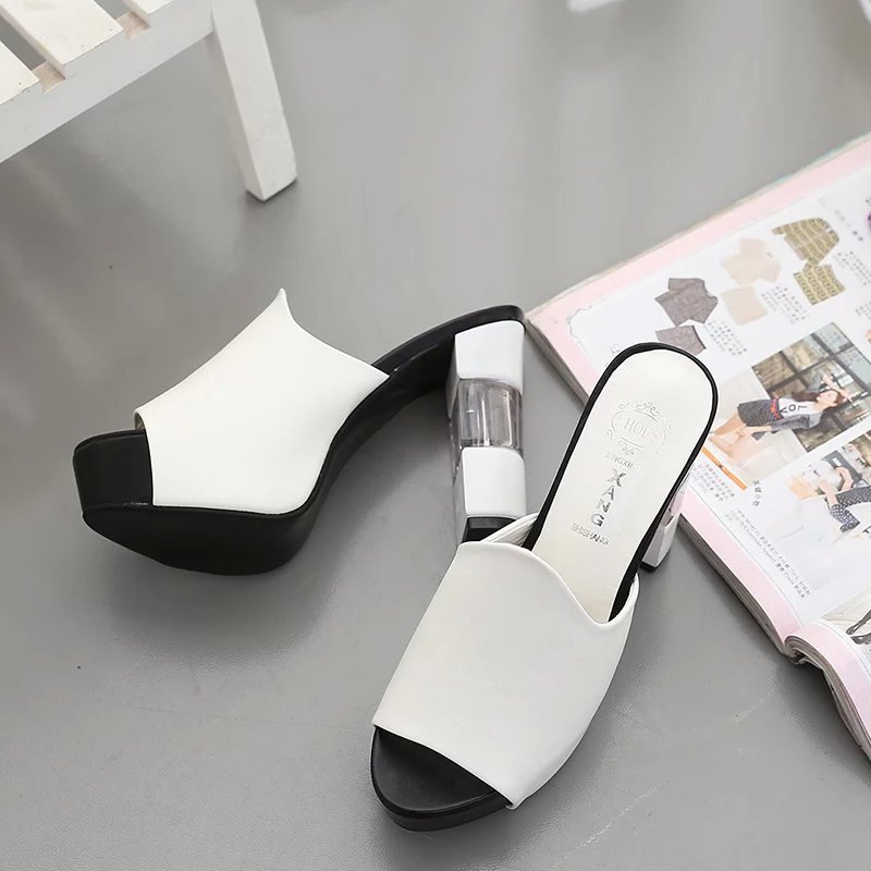 Block high heel platform sandals