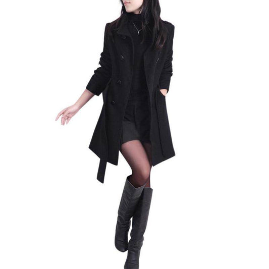 Woolen coat trench coat - Mubimart