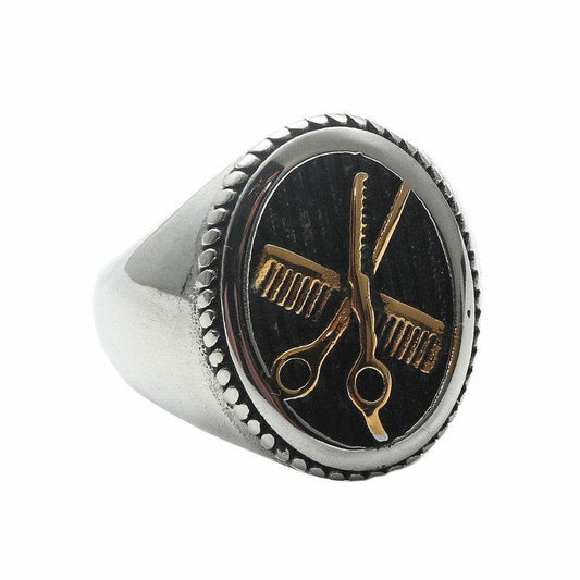 European And American Titanium Steel Scissors Ring Retro Trendy Men Punk - Mubimart