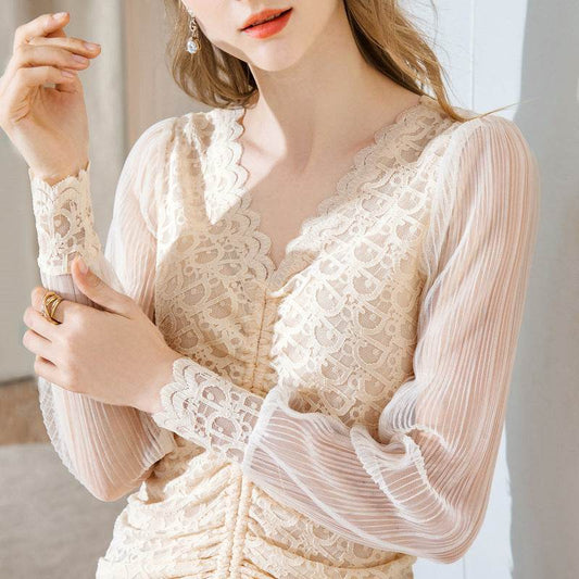 Temperament lace blouse women - Mubimart