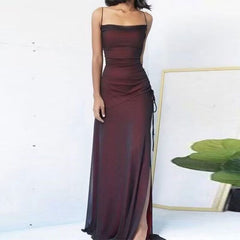 Elegant Split Sling Prom Evening Dress - Mubimart - Plus Size Prom Dress 