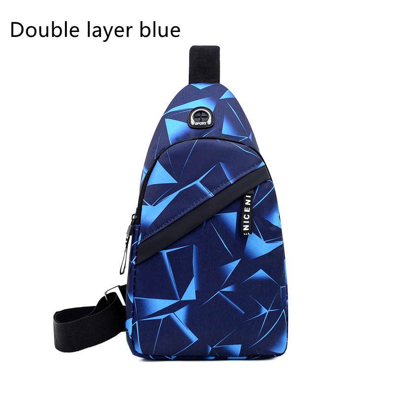 Print Sling Chest Bag For Men Crossbody Bag With Earphone Hole Design - Mubimart