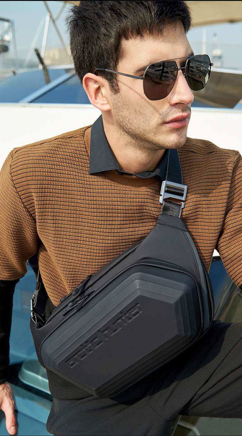 Men's Messenger Shoulder Waist Bag Trend Fashion Design Sling Bag Large Capacity Waterproof Chest Bags Wear-resistant - Mubimart