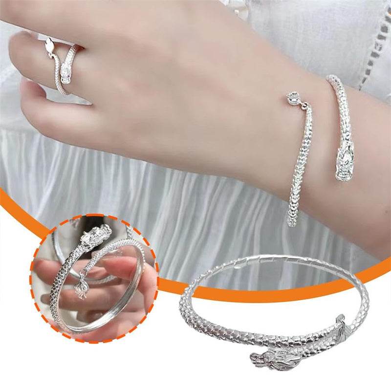 2024 Trendy Magical Dragon Waving Its Tail Chinese Style Men And Women Couple Adjustable Bracelet New Popular Relief Dragon Tail Bangle Punk Jewelry - Mubimart