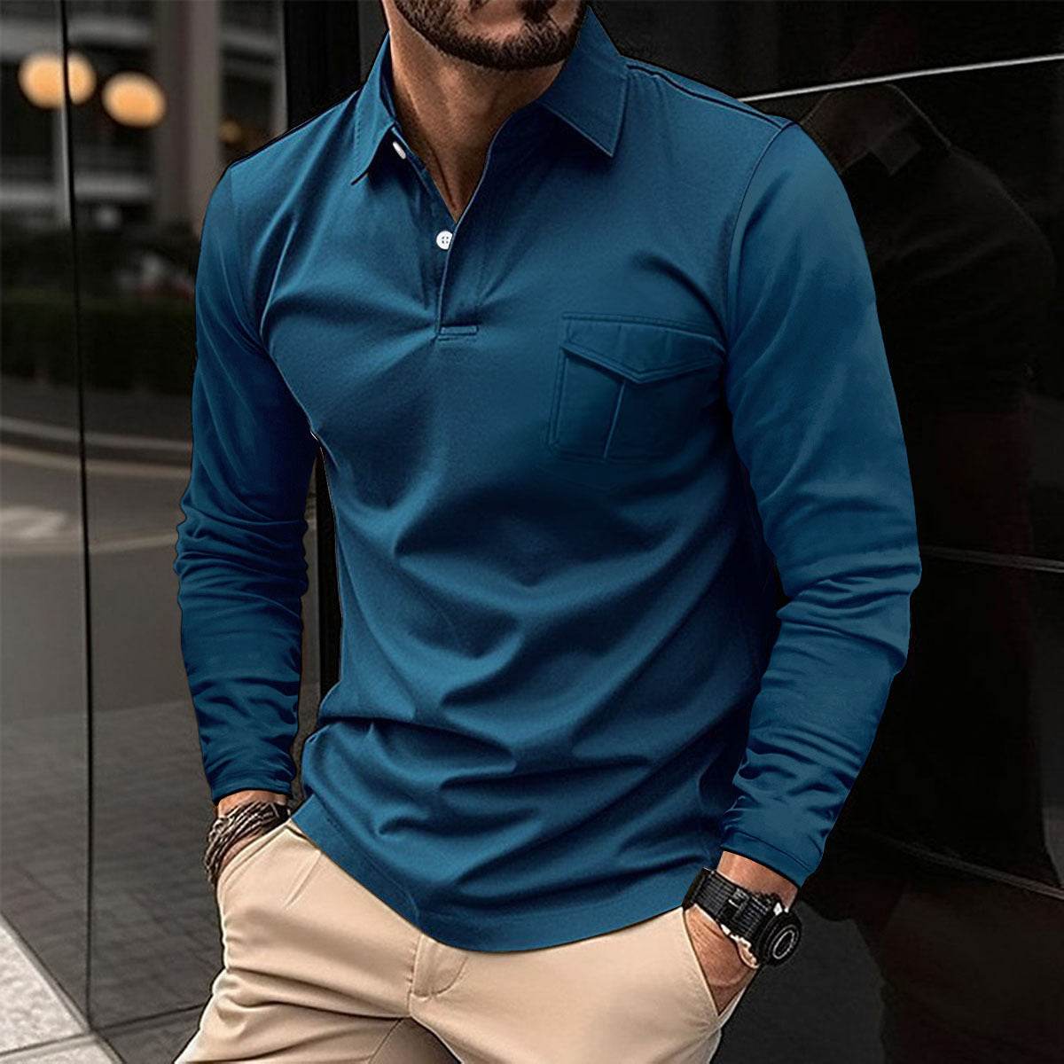 Casual Polo Collar Sports Polo Shirt - Mubimart