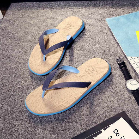 Wood grain flip flops - Mubimart