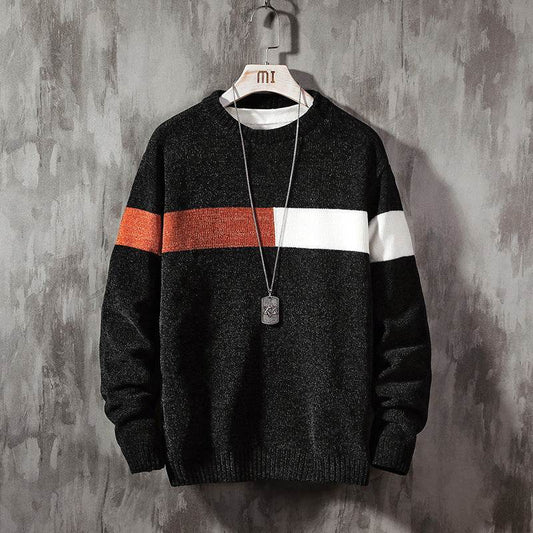 Loose-colored pullover sweater handsome sweater - Mubimart