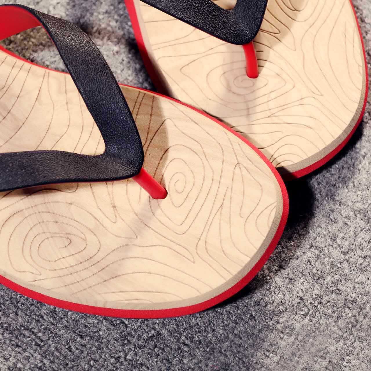 Wood grain flip flops