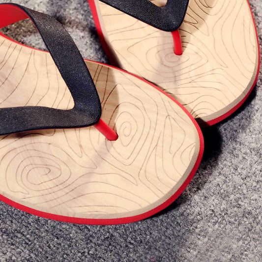 Wood grain flip flops - Mubimart