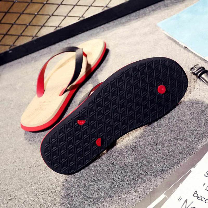Wood grain flip flops - Mubimart