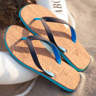 Wood grain flip flops - Mubimart