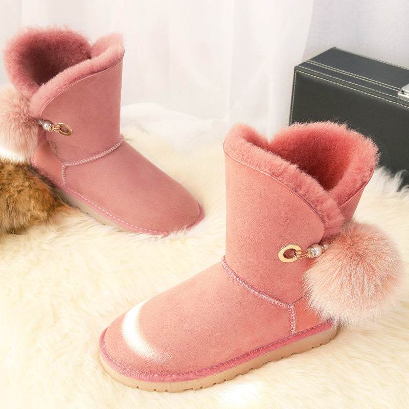 Sheepskin snow boots - Mubimart