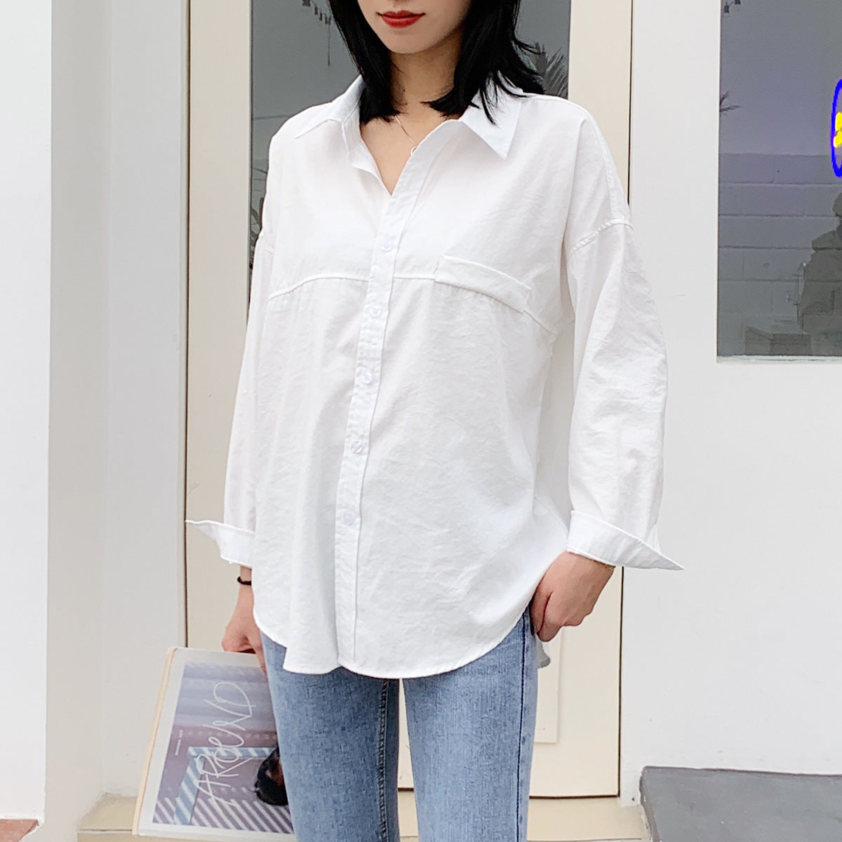 Women's shirt jacket loose Hong Kong style shirt women