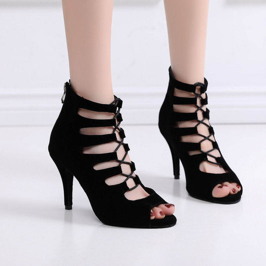 Women's Soft Bottom Red Short Peep Toe High Heels - Mubimart