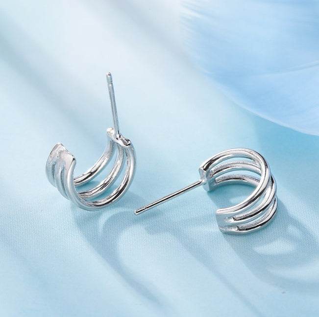 C-shaped hollow line men and women earrings - Mubimart
